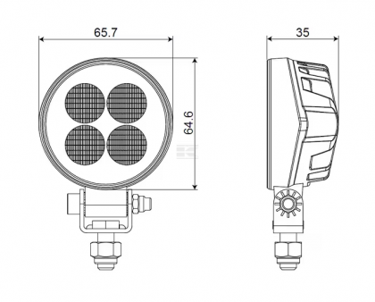 LA10606 Lampă de lucru LED, 12W, 1200lm, rotund, 12/24V, alb, 65.7x85.8x35mm mufă Deutsch, flux, 8 LED-uri