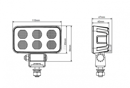 LA10834 Lampă de lucru LED, 60W, 4630lm, dreptunghiulară, 12/24V, albă, 115x65x47mm mufă Deutsch, flux, 12 LED-uri